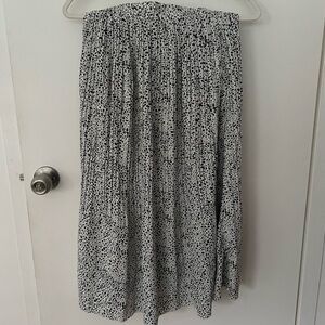 WD.NY Black and White Smocked A-Line Midi Skirt